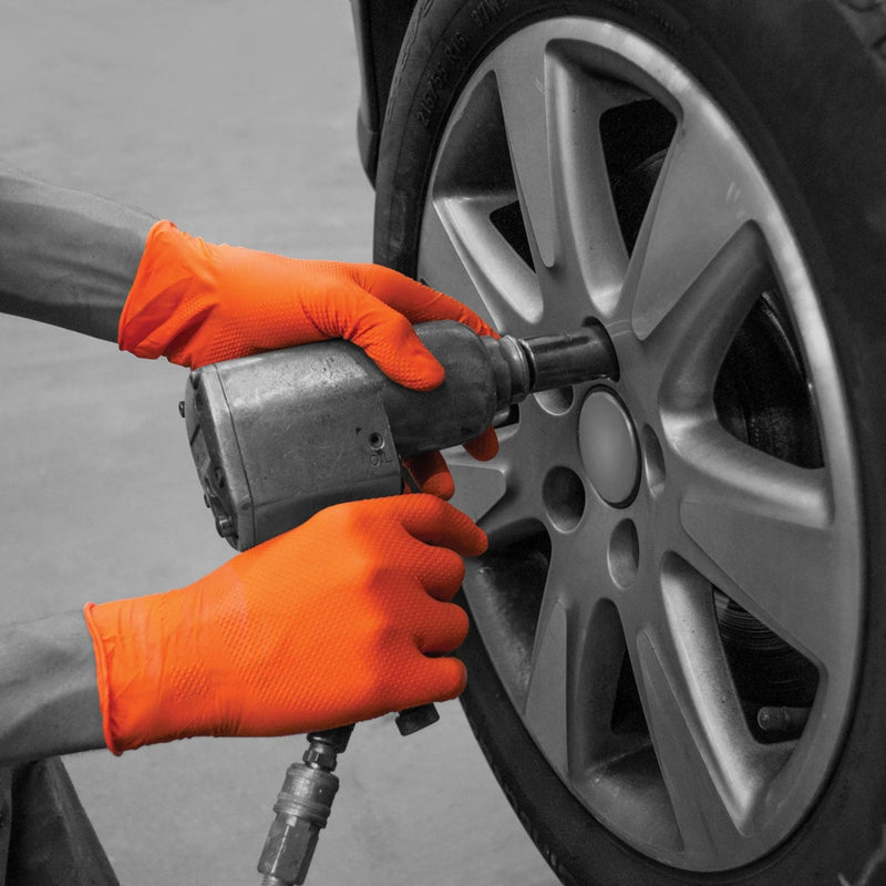 Finite Orange Grip Nitrile Disposable Gloves GL201 | www.theglovestore.co.uk