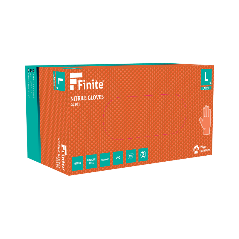 Finite Orange Grip Nitrile Disposable Gloves GL201 | www.theglovestore.co.uk